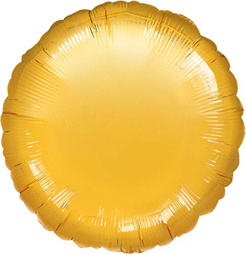 Amscan 2058501 - Folienballon Gold Metallic, Rund, Durchmesser 43 cm, Volumen 13 Liter, Heliumballon von amscan
