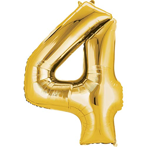 Amscan 26/66 x 34/86 cm Nummer 4 Super Shape Folienballon, Gold von amscan
