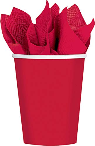 Amscan 58015-40 - Becher, 8 Stück, 266 ml, Apfelrot, Pappbecher, Einwegbecher von amscan