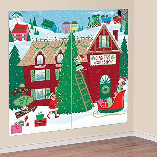 amscan 671096 Santa's Workshop Scene Setter Wanddekoration – 1 Stück von amscan