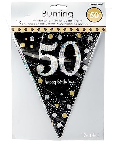 Adult Gold Celebration 50th Plastic Pennant Bunting von amscan