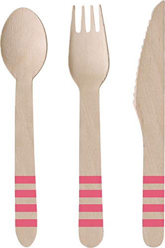 Amscan 9903329 - Besteck Flamingo Paradise, 8 Messer, 8 Löffel, 8 Gabeln, Holz, Geschirr von amscan