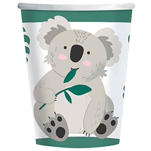 Amscan 9908600 - Becher Koala, 8 Stück, Papier, 250 ml, Pappbecher, Einwegbecher von amscan