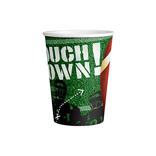 Amscan 9912277 - Becher Touchdown, 8 Stück, Fassungsvermögen 250 ml, Papier, Football, Einwegteller, Partygeschirr, Motto-Party von amscan