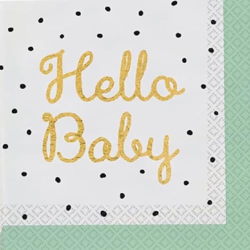 Amscan 9913152 - Servietten Hello Baby - 16 Stk. - 33 x 33 cm von amscan