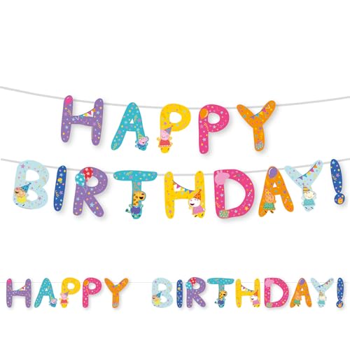 Amscan 9918344 – Peppa Pig Kids Happy Birthday Brief Banner Party Dekoration – 3,2 m von amscan