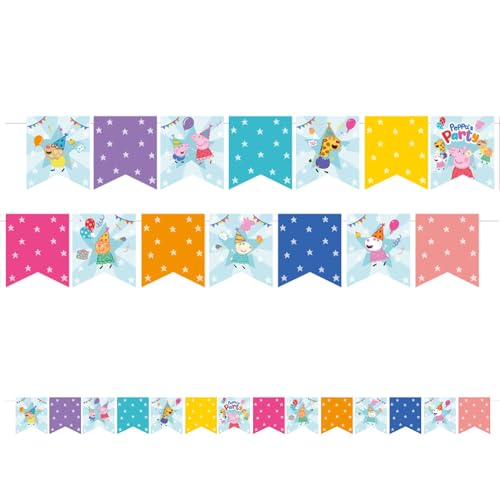 Amscan 9918345 – Peppa Pig Kindergeburtstagsparty-Wimpelbanner Dekoration – 2,47 m von amscan
