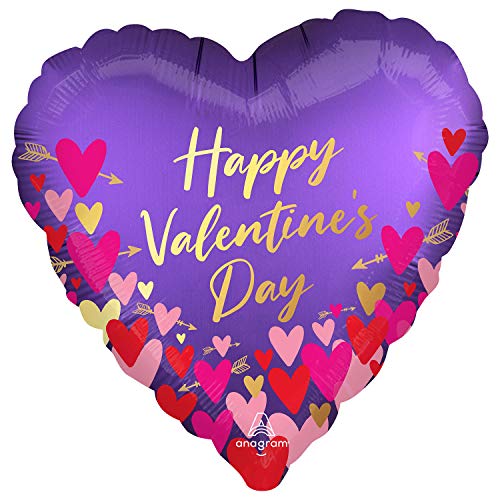 Amscan Anagram 4226601 – Happy Valentine's Day Satin Luxe Herzen & Pfeile Folienballon – 45,7 cm von amscan