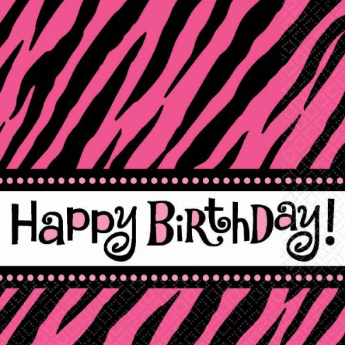 Amscan Happy Birthday-Servietten Pinker Tiger 16er Pack groß von amscan