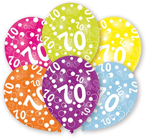 Amscan INT995678 - Latexballons Globaldruck 70, 6 Stück, circa 28 cm, Milestone, Geburtstag, Luftballon Amscan INT995678 - Latexballons Globaldruck 70, 6 Stück, circa 28 cm, Milestone, Geburtstag, Luftballon von amscan