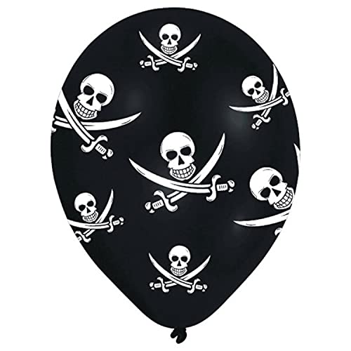 Amscan INT995700 - 6 Latexballons Jolly Roger, Durchmesser 27,5 cm, Dekoration, Luftballon, Piraten, Geburtstag, Themenparty von amscan