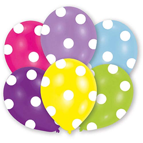 Amscan INT996521 - Latexballons Polka, 6 Stück, circa 28 cm, Geburtstag, Luftballons, Bunt von amscan