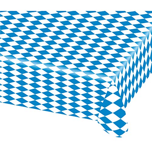 Amscan International 2,6 m x 80 cm Bayerische Tischdecke aus Kunststoff (Blau / Weiß) von amscan