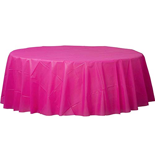 Bright Pink Round Plastic Tablecovers 2.13m von amscan