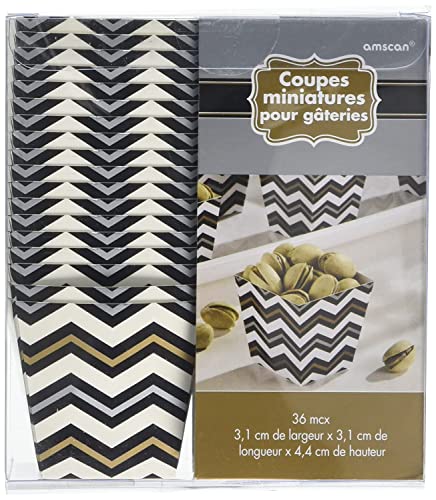 Amscan Tassen 1 3/4" H x 1 15/16" W x 1 3/4" D Chevron Schwarz, Gold, Silber von amscan