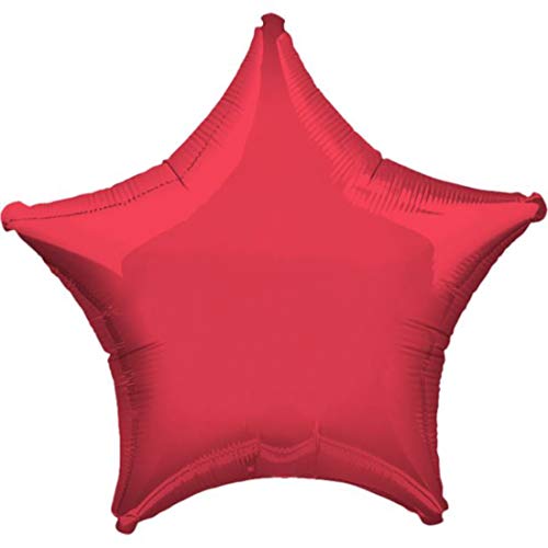 Anagram International 1669399 Star Flat Foil Balloon, 32", Red von amscan