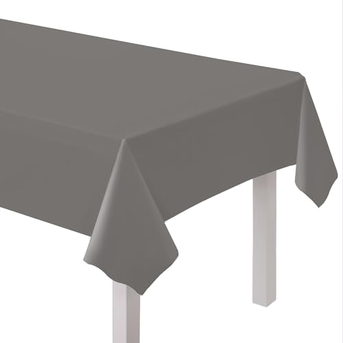 Graphite Silver Plastic Tablecover von amscan