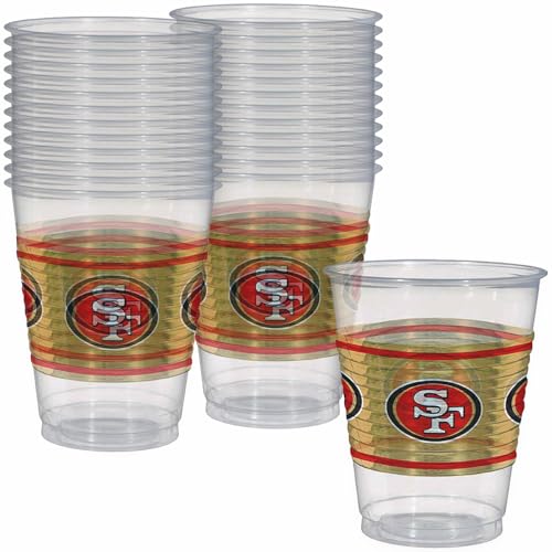 NFL San Francisco 49ers Einweg-Kunststoffbecher, 473 ml, 25 Stück, perfekt für Spieltagspartys und Heckklappen von amscan
