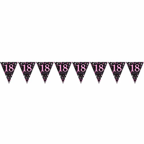 Pink Sparkling Celebration 18th Prismatic Pennant Banners 4m von amscan