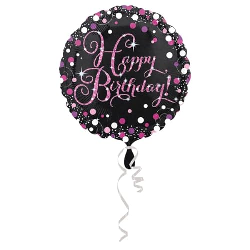 Standard Pink Celebration - HBD Folienballon rund S55 verpackt 43 cm von amscan