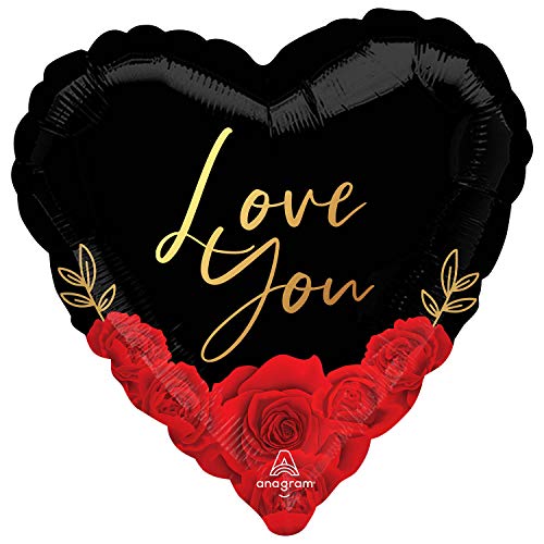 Amscan Anagram 4226001 – Valentinstag Love You Romantische Rosen Runder Folienballon – Rot, 45,7 cm von amscan