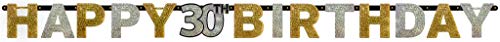 amscan 120207 2,4 m x 16 cm Gold Celebration 30. Happy Birthday Prismatischer Buchstabe Banner von amscan