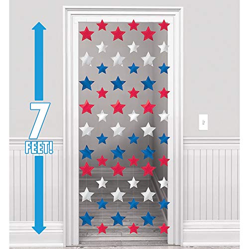 amscan 672073 Dekorative Lichterkette Patriotic Stars, Weiß von amscan