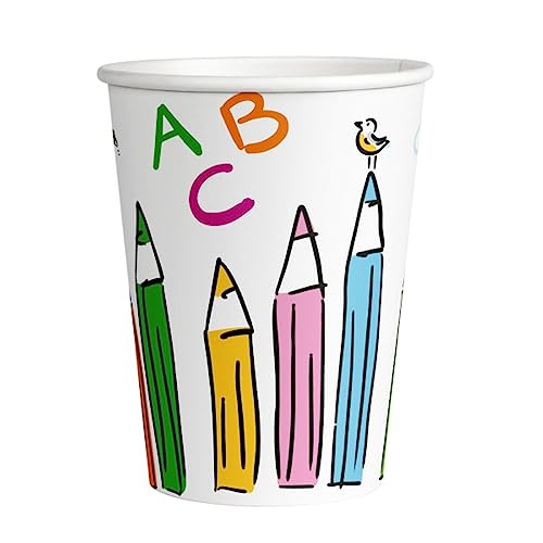 amscan 8 Becher * Schulanfang * für Kindergeburtstag und Mottoparty | FSC-zertifiziert | Einschulung ABC School Start Schulstart Kinder Geburtstag Party Partybecher Cups Pappbecher von amscan