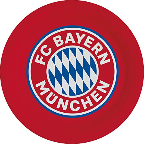 amscan 8 Partyteller * FC Bayern MÜNCHEN * zur Fussball-Party und Geburtstag | Fan FCB Fußball Kindergeburtstag Teller Pappteller von amscan