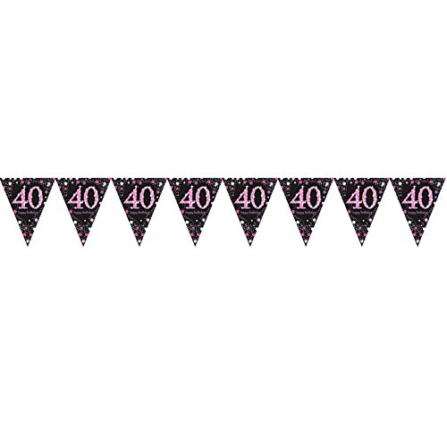 Adult Pink Celebration 40th Birthday Plastic Pennant Bunting von amscan