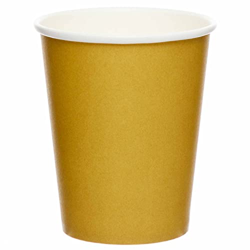 amscan 9915403-214-66 Goldfarbene umweltfreundliche recycelbare Partybecher aus Papier, 8 Stück von amscan