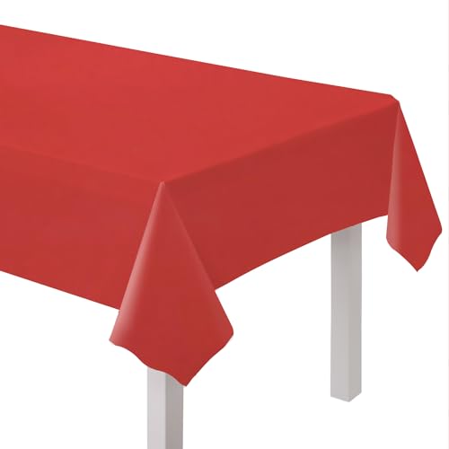 amscan 9915405-203 – Fiesta Red Umweltfreundliche, Wiederverwendbare Kunststoff-Tischdecke, 2,74 m von amscan