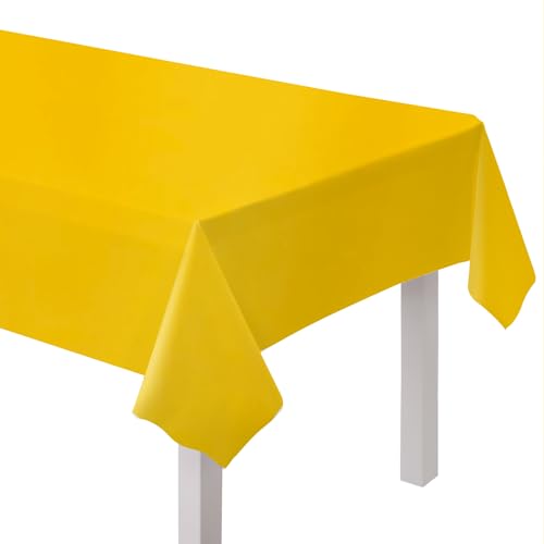 amscan 9915405-205 - Buttercup Yellow Umweltfreundliche, Wiederverwendbare Kunststoff-Tischdecke, 2,74 m von amscan
