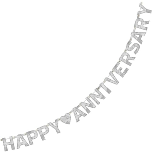 Happy Anniversary Silver Foil Letter Banners 2.3m x 15.8cm von amscan