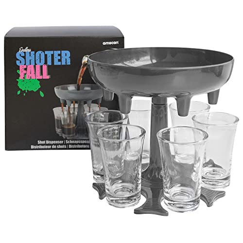 amscan Drinking Game Shot Dispenser mit 1 Spender und 6 Platic Cups, Mehrfarbig, One Size von amscan