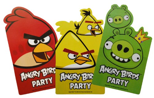 amscan Einladungen zum Geburtstag Angry Birds, 6 Stück von amscan