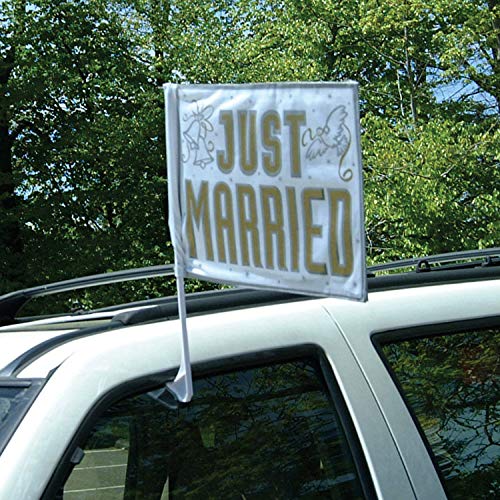 Adult 1 Just Married Car Flag Decoration von amscan