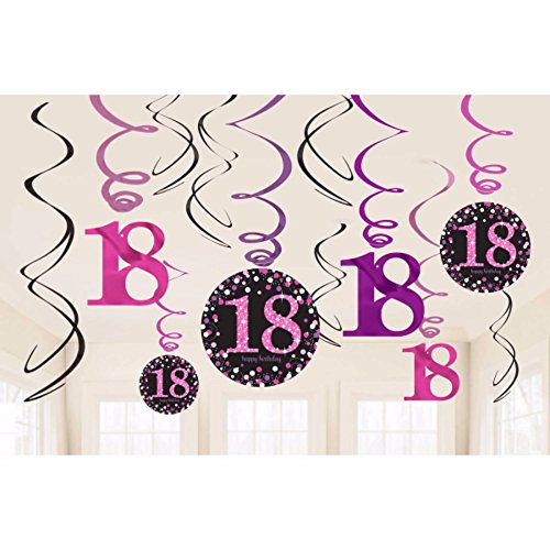 Adult Pink Celebration 18th Birthday Swirl Decorations von amscan