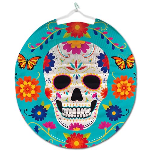 amscan lampion Day of The Dead 25 cm Papier hellblau/weiß von amscan