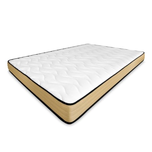 amuéblate online 120 x 190 cm, Viskoelastische Matratze Gold Reversible, ideal für Nist-oder Etagenbetten, optimale Festigkeit und Komfort, Memory Polyurethan-Schaum, weiß von amuéblate online