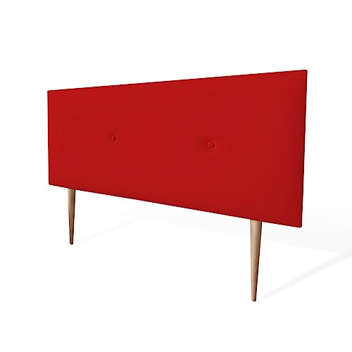 amuéblate online Cabecero Acolchado Modelo Tapizado en Polipiel de Alta Gama Premium gepolstertes Kopfteil Modell Kayne | Bezug aus hochwertigem Kunstleder, Holz, rot, 130 x 60 cm Con Patas (Cama 120) von amuéblate online