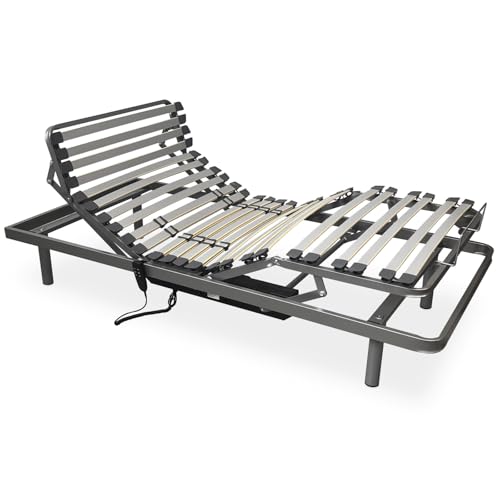 amuéblate online Ergotop Elektrisches Gelenkbett mit 5 Ebenen und verstärkter Struktur, ergonomisch, zuverlässig und leise, Deutscher Motor, 105 x 190 cm von amuéblate online