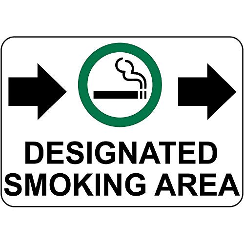 amusFlynnel Warnschild "Designated Smoking Area" W Pfeil rechts Straßenschild Geschäftsschild 20,3 x 30,5 cm Aluminium-Metall-Blechschild von amusFlynnel