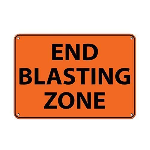 amusFlynnel Warnschild End Blasting Zone Verkehrsschild Straßenschild Geschäftsschild 20,3 x 30,5 cm Aluminium Metall Blechschild von amusFlynnel