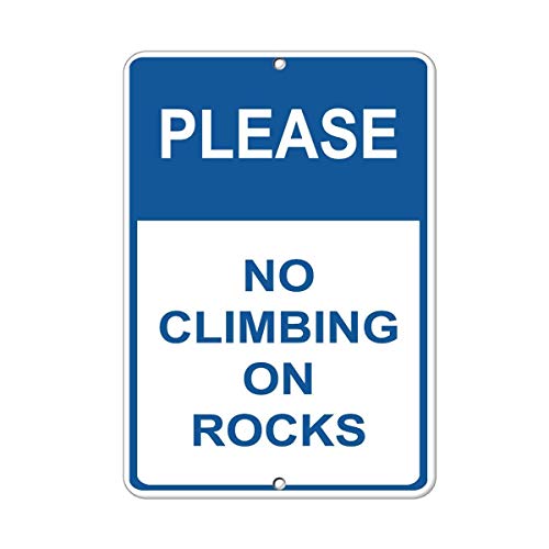 amusFlynnel Warnschild "Please No Climbing On Rocks" Hazard Sign Construction Sign Road Sign Business Sign 8X12 Inches Aluminum Metal Tin Sign von amusFlynnel