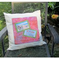 Vintage Strand Postkarten Kissenbezug von amysackmanquilting