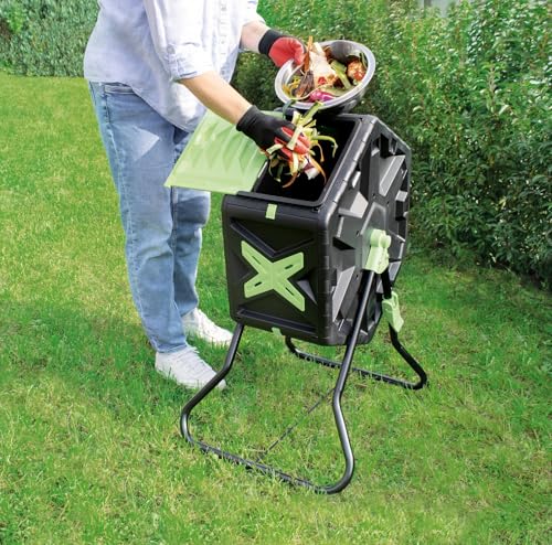60L Trommel-Komposter – drehbarer Schnellkomposter für Garten | UV-geschützt, wetterfest & belüftet | Kompost Tonne für Küchen- & Gartenabfall von anTes interieur
