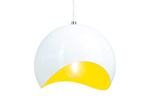 anTes interieur Hängeleuchte Verve weiß gelb mit 10 Watt LED-Leuchtmittel 20 cm Ø (Pendelleuchte Hängelampe Deckenlampe Pendellampe Deckenleuchte) von anTes interieur