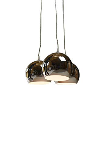 anTes interieur Hängeleuchte Balls chrom mit 3 x LED-Leuchtmittel (Mehrflammig Pendelleuchte Hängelampe Deckenlampe Pendellampe Deckenleuchte) von anTes interieur
