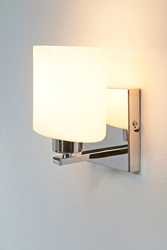 anTes interieur Parata Wandleuchte weiß inkl. LED-Leuchtmittel – moderne Wandlampe mit E14-Fassung, warmweißem Licht, Glasschirm & Chrom für Schlafzimmer & Flur im zeitlosen Design von anTes interieur